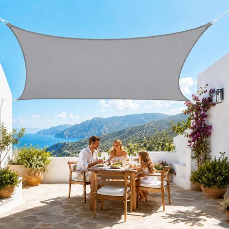 Voile d'ombrage 3x4 m protection contre la chaleur voile d'ombrage protection solaire UV protection solaire terrasse (1/5)