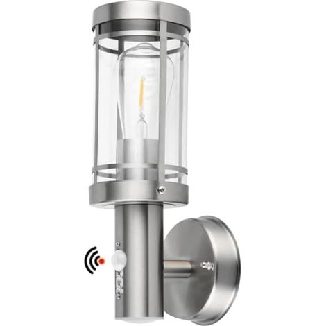 Applique exterieur avec detecteur de mouvement,Acier inoxydable luminaire exterieur,IP44 Etanche Lampe murale Pour Garage, Cour, Jardin (1/5)