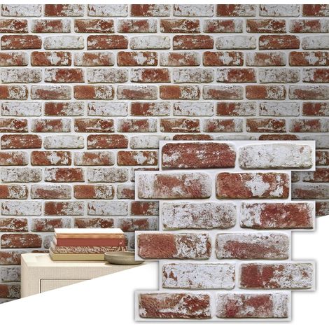Panneaux Muraux 3D Imitation Brique, 10 Pièces, Dalle PVC Adhesive Murale Papier Peint 3D Autocollant à Effet Pierre, 30 × 30 cm, Panneau Mural Décoratif Revêtement Mural (1/5)