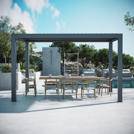 Modern Shade Aurora Pergola Jardin Exterieur 3x4 m Pergola Aluminium avec Toit Imperméable Réglable et Drainage Intégré, Cadre Renforcé pour Terrasse (1/5)