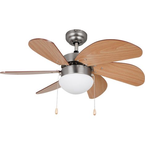 Orbegozo CP 15075N Ventilateur de plafond de avec lumière, 3 vitesses, 6 pales de bois, de système de ventilation réversible, 50 W (1/2)