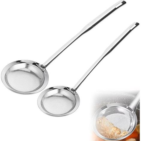 Set di 2 setacci, cucchiaio per olio e grasso, setaccio da cucina, utensili da cucina, setaccio per cucinare, mini setacci, setacci da cucina in acciaio inox, accessori da cucina per friggere, cucinar (1/5)