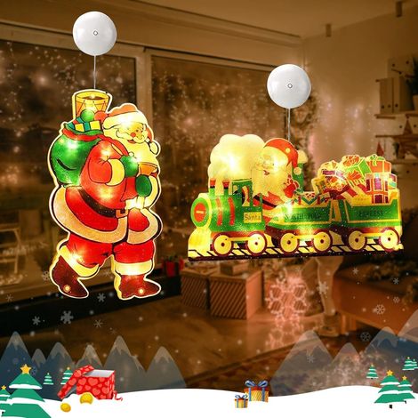 Stück Weihnachtslichterkette, hängende Lichterkette mit Saugnäpfen, Fensterlichter mit Saugnäpfen, hängende Weihnachtslichterkette, batteriebetrieben, Weihnachtsdekoration für den Innenbereich (1/5)