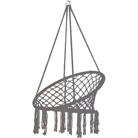Fauteuil hamac macramé balançoire suspendu filet tricoté pour terrasse balcon jardin salon gris (1/3)