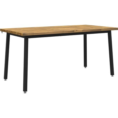 Quadratischer Esstisch 160 x 70 x 75 cm Massivholz Akazie Weiß vidaXL (1/5)