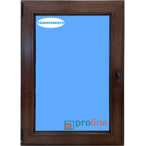 Ventana PVC 700x1000 Nogal Oscilobatiente Izquierda Vidrio Transparente