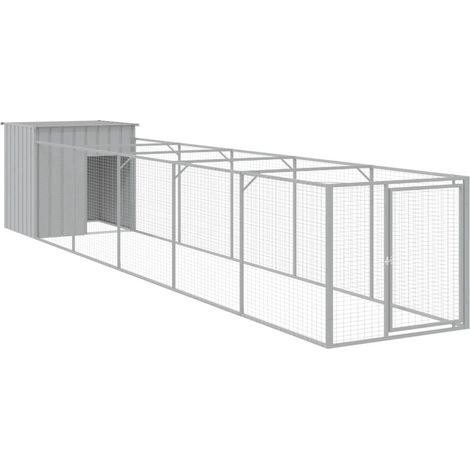 Cuccia per cani con cortile luminoso 110 x 609 x 110 cm grigio 020043492