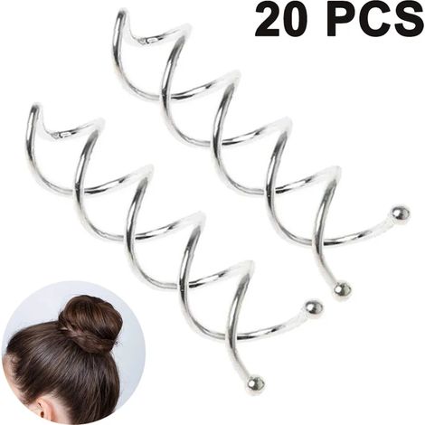 20PCS Alfileres de Cabello Espiral, Pinzas de Cabello en Torsión, Pinzas de Cabello Redondeadas, para Peinado, Espiral (1/5)