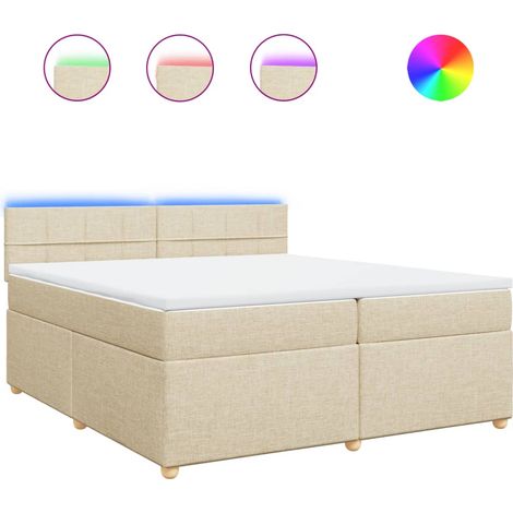 Maison Exclusive - Giroletto a Molle con Materasso Crema 200x200 cm in Tessuto (1/5)