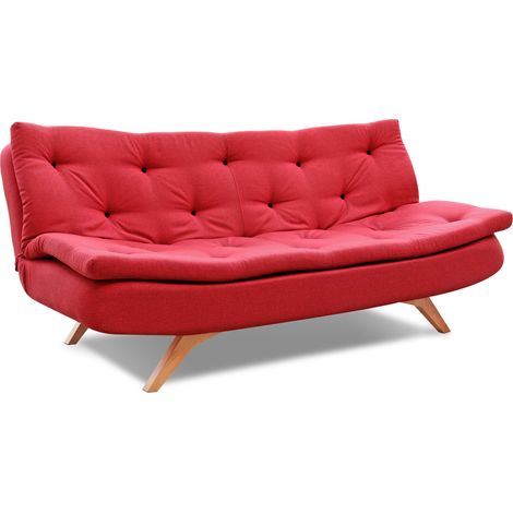 EVERGREENWEB - Divano 2 posti ROSSO trasformabile in comodo divano Letto ad una piazza e mezzo con Materasso Futon Moderno Divano Letto Pieghevole per Soggiorno, Studio, Salotto, Camera Zoè (1/4)