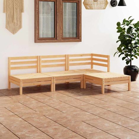 vidaXL Set Salotto da Giardino 4 pz in Legno Massello di Pino (1/5)
