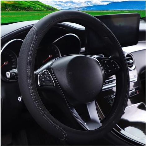 Coprivolante universale da 37-38 cm in PU goffrato, traspirante, antiscivolo, intrecciato, accessori per interni auto