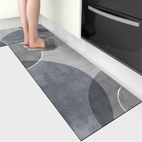 Non-slip and absorbent kitchen mat, simple style diatomite kitchen mat, quick-drying runner mat, floor mat for kitchen in front of sink (Light Grey, 50x150cm) (1/5)