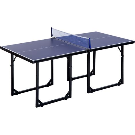 Tavolo da Ping Pong per Bambini Pieghevole 182x91x76 cm in Acciaio e MDF Blu (1/5)