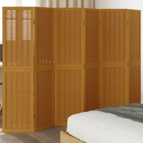 vidaXL Room Divider 6 Panels Brown Solid Wood Paulownia (1/5)