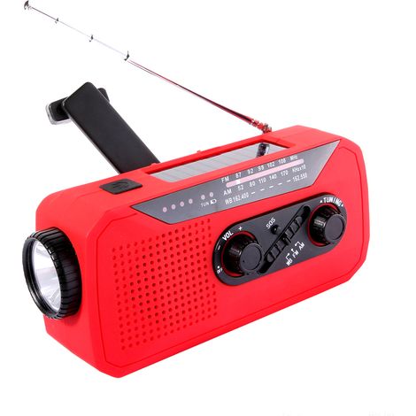 Radio Météo D'Urgence - AM FM NOAA - Lampe Torche LED Solaire - Alarme SOS - Manivelle - Batterie 2000 mAh - Pour Extérieur Camping (1/5)