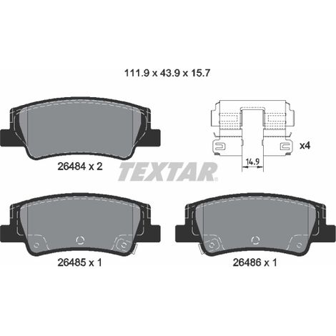 Kit de plaquettes de frein, frein à disque Textar 2648401 HYUNDAI 58302AOA50