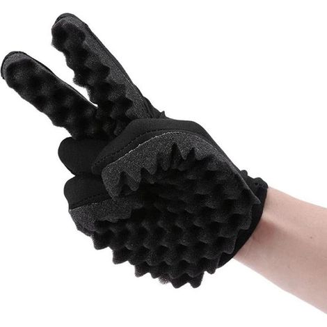 1 Paire de gants éponge coiffure pour cheveux afro, gants à boucles noirs, outil de tordage et ondulation, accessoire de barbe (1/5)