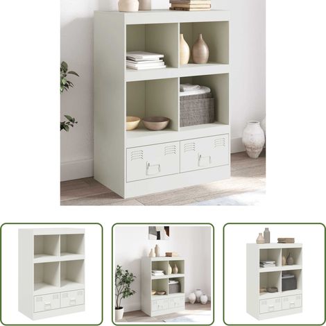 Schrank - Highboard Weiß 67x39x95 cm Stahl (1/5)