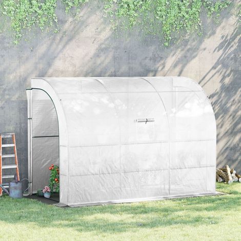 Serra da giardino 300x150x213 cm con 6 ripiani, acciaio e plastica, bianca DESVIAE (1/5)
