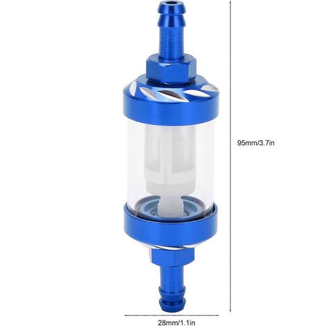 Filtre à carburant en verre avec boîtier en alliage d'aluminium, pièce de rechange pour voitures, quads, SUV, motos et pit bikes (noir). (1/4)