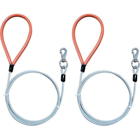 Zweiteilige Hundeleine aus Stahldraht, bissfestes geflochtenes Metalldrahtseil, stabiler und bequemer bissfester Griff, geeignet für kleine, mittlere und große Hunde (Orange)