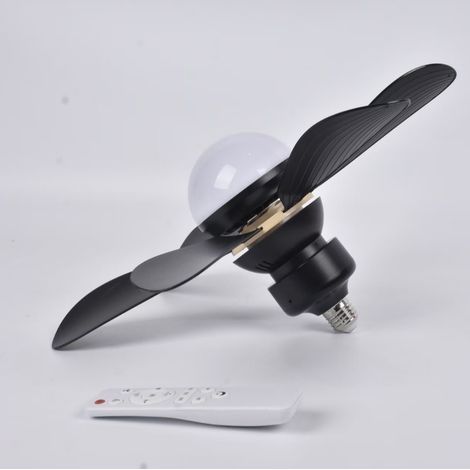 30W LED Ceiling Fans with Lights, Plug in Ceiling Fan Light Bulb Bayonet Fitting with Remote, Dimmable 3-Color 3-Speed Small Screw in Roof Fan for Bedroom Living Room (B) [Classe énergétique A]（noir） (1/5)