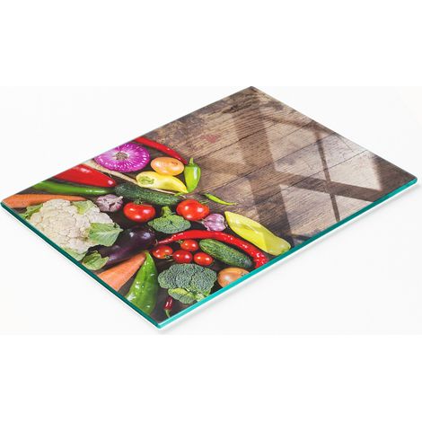 Tabla de cocina decorativa de vidrio templado para cortar verduras, 80x52 cm