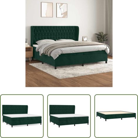 Samtbett - Boxspringbett mit Matratze Dunkelgrün 200x200 cm Samt (1/5)