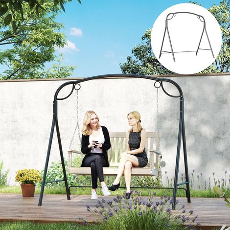 Soporte para Columpio de Metal Estructura Resistente con Patas en A para Exterior 172x126x170 cm Acabado en Bronce (1/5)