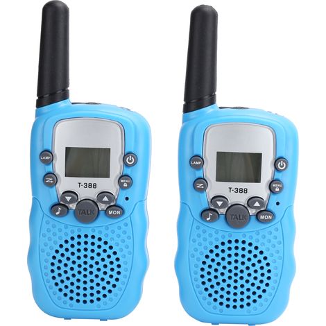 Talkie‑Walkie Mini T‑388 avec Écran LCD et Lampe pour Enfants, Jouets d'Extérieur Bleus (1/5)
