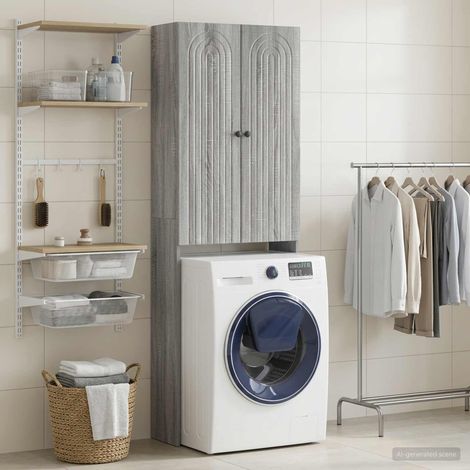 vidaXL Mobile Bagno ALKMAAR Sonoma grigio 66 x 25,5 x 190 cm (1/5)
