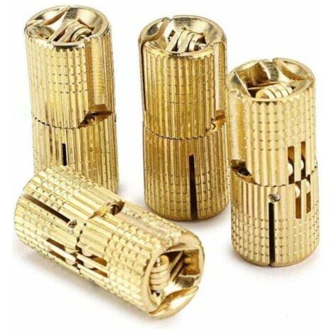 Lot de 4 charnières dissimulées en laiton de 16 mm, charnières dissimulées pour meubles, angle d'ouverture à 180 degrés (1/4)