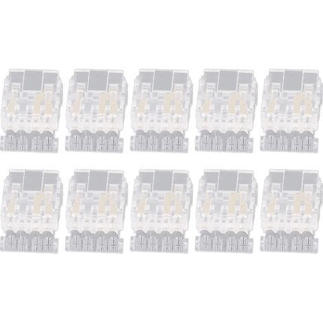 Connecteurs Sans Soudure pour Bandes LED COB 10mm 3Pin - 10 Pièces Transparentes (1/5)