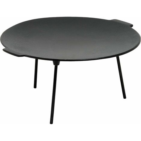 Plaque à griller en fonte Ø 45 cm – 3 pieds métal – Compatible feu de camp et gril à boules – Prête à l'emploi (1/5)