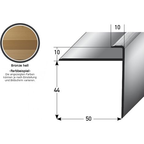 Einschubprofil "Castlebar" mit Nase für Parkett / Laminat, Einfasshöhe 10 mm, Aluminium eloxiert, gebohrt-bronze hell-1000