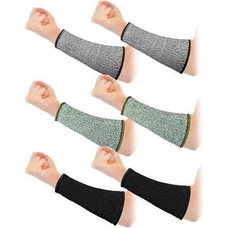 Manches anti-coupures - 3 paires - 20 cm - Protections pour les bras - Niveau 5 de protection contre les brûlures (1/4)