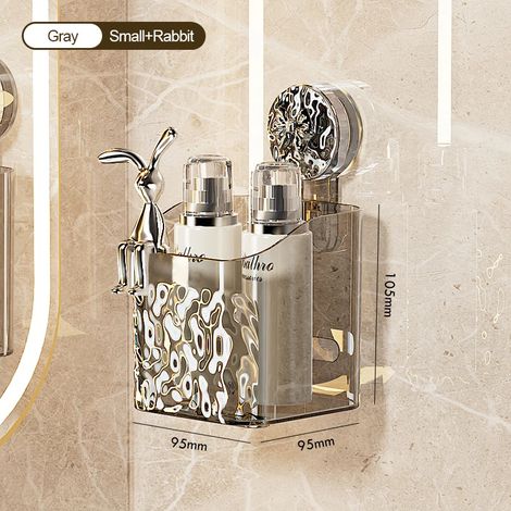 (Noir 2-M) Panier de rangement mural à ventouses, motif vague d'eau, non perforé, pour salle de bain et autres articles de rangement. (1/5)