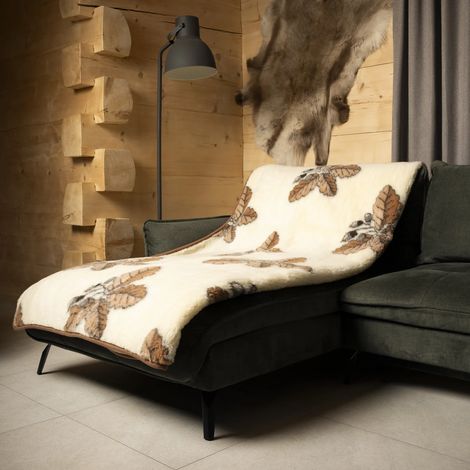 Coperta calda e soffice in stile Highlander con motivo a foglie d'acero 160/200 (1/2)