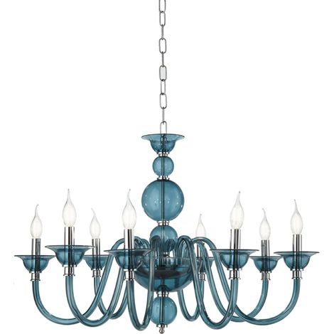 Lampada a sospensione D87 cm TEBE a 8 luci in vetro lavorato a mano OTTANIO (1/2)