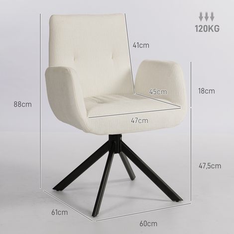 Polstersessel, Akzentsessel, modernes Design, drehbar, bis 120 kg, Cremeweiß (1/5)