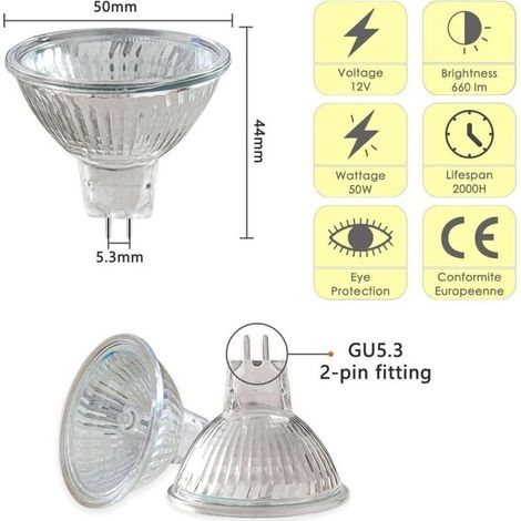 GU5.3 50W LED-Lampe, 8er-Pack, 12V, Halogen-Reflektorlampen, dimmbarer Fluter, MR16 Halogen-Spotlampe, 660lm, Warmweiß 2700K, 36° Abstrahlwinkel (1/5)