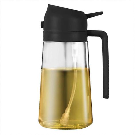 Distributeur d'huile en verre 2 en 1, compatible avec la cuisine et les friteuses à air chaud, à pression, sans huile. (1/5)