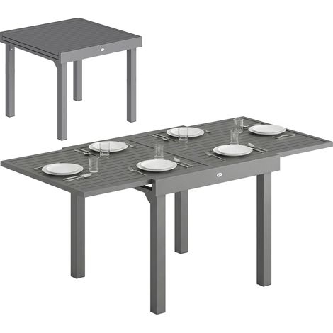 Outsunny Extending Garden Table for 4-8, Aluminium Outdoor Table, Dark Grey (1/5)
