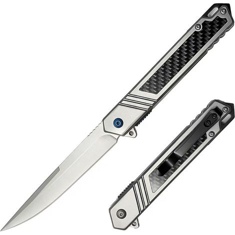 Taschenmesser Klappmesser mit Carbonfaser, Edelstahl, LinerLock, Camping & Wandern