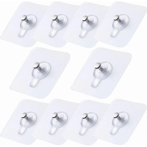 Lot de 10 crochets adhésifs transparents pour tableaux. Accrochez vos tableaux sans percer. (1/5)