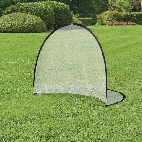 Cage de Football système Pop Up avec sac de transport et piquets de fixation dimensions 247L x 203l x 201,5H cm et noir blanc