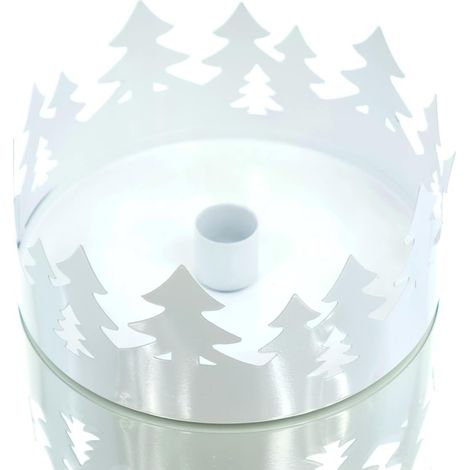 Boltze Weihnachtskerzenhalter Ella Waldsilhouette Weiß Ø 15 cm - Metall (1/3)