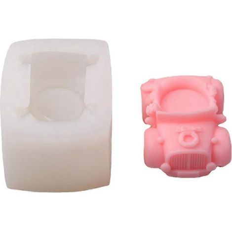 Moule à bougie 3D en silicone en forme de voiture rétro pour la fabrication de bougies (1/4)