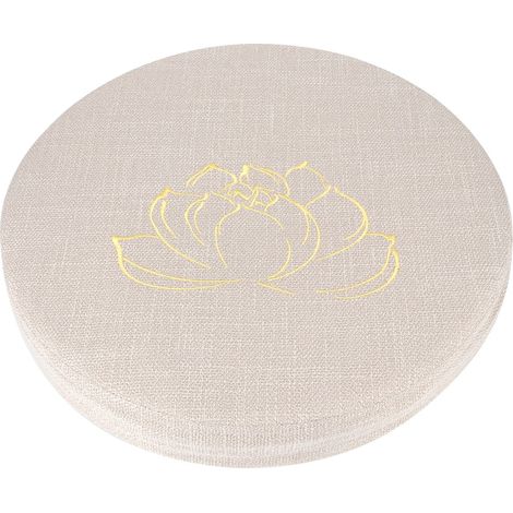 Coussin rond en lin brodé, beige, tapis de yoga épais pour balcon et terrasse (1/5)
